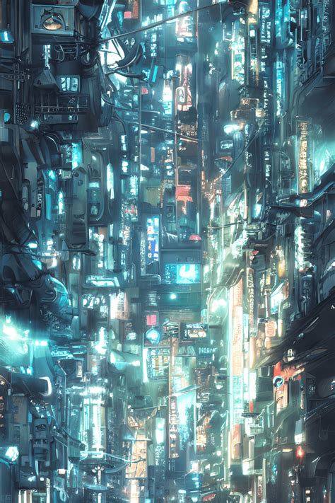 Anime Cyberpunk City Painting Diagonal Camera · Creative Fabrica