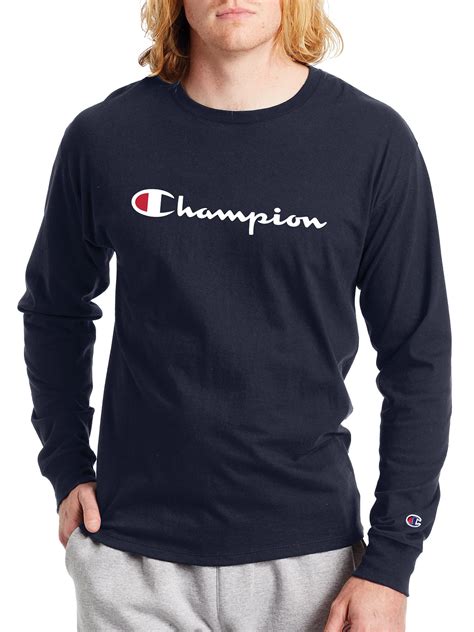 Champion - Champion Men's Script Logo Classic Long Sleeve Graphic Tee ...