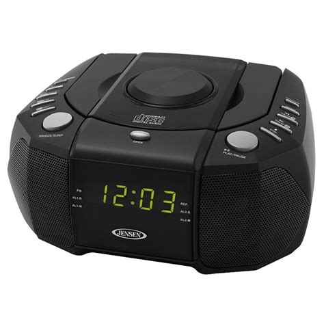 Jensen Compact Dual Alarm Clock Radio with Top_Loading CD Player & Large Easy to Read Backlit ...