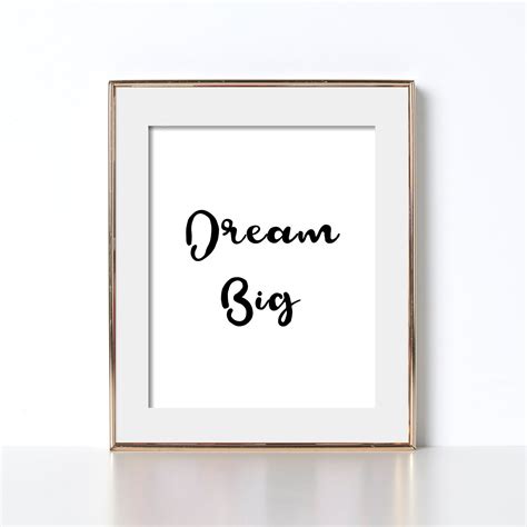 Dream Big Print Cursive Digital Download Printable Art Word | Etsy