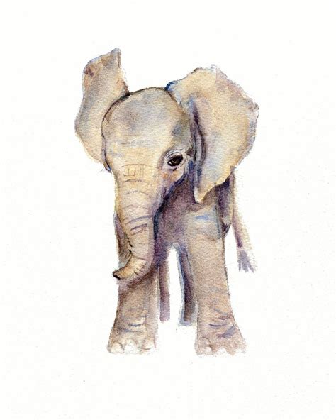 Elephant Print Elephant Watercolor Wall Art Elephant Painting Illus ...