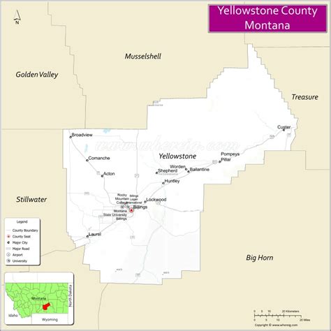 Map of Yellowstone County, Montana - Where is Located, Cities ...