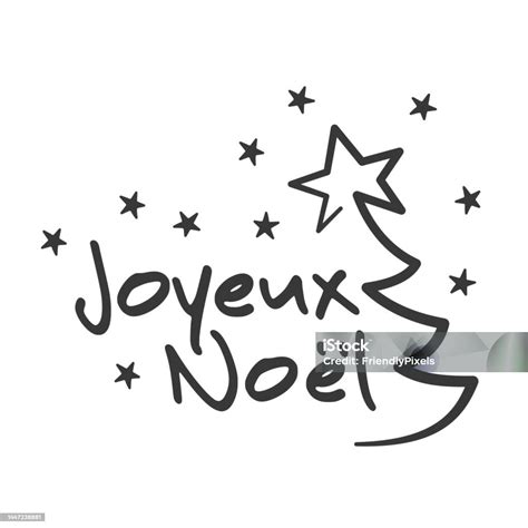 Merry Christmas In French For Greeting Cards Banners Posters Stock Illustration - Download Image ...