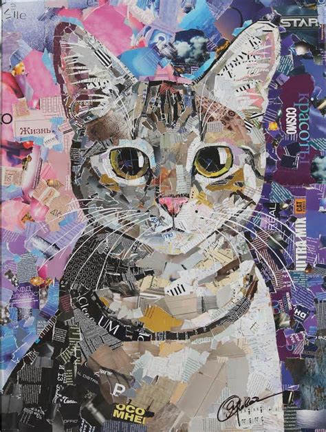 Cat Collage Art | Mixed Media Collage Projects