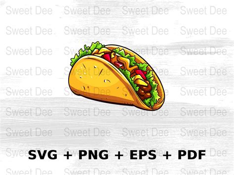 Cartoon Taco Svg Png Eps Commercial Use Clipart Vector - Etsy