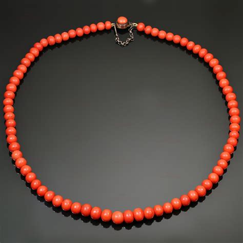 Vintage Natural Red Coral Bead Necklace