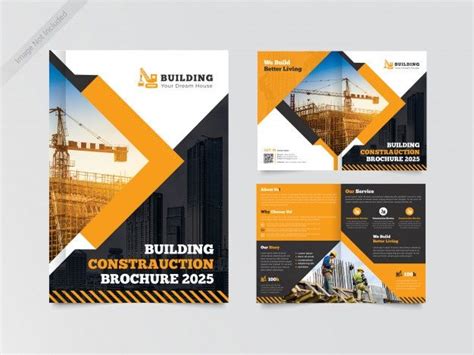 Premium Vector | Construction bi-fold brochure design template | Company profile design ...