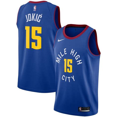 Men's Denver Nuggets Nikola Jokic Blue Replica Swingman Jersey ...