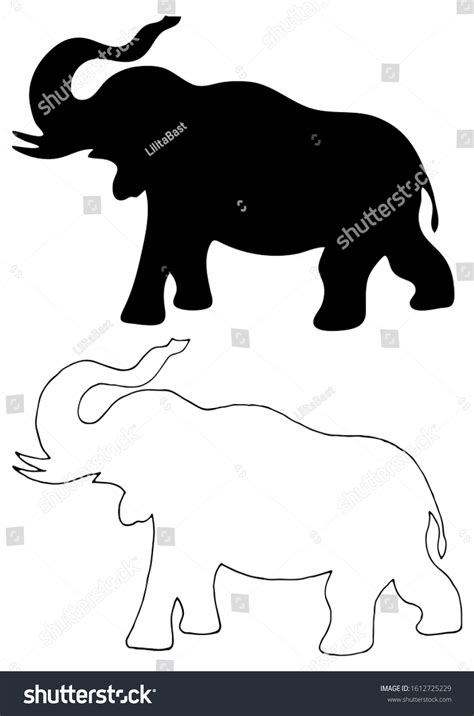 African Elephant Silhouette View Vector Handdrawn Stock Vector (Royalty Free) 1612725229 ...