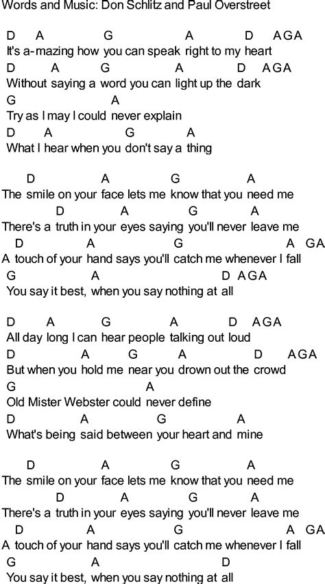 Bluegrass songs with chords - When You Say Nothing At All