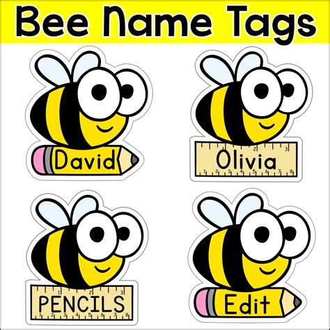 Free Printable Bee Name Tags - Printable Word Searches