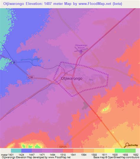 Elevation of Otjiwarongo,Namibia Elevation Map, Topography, Contour