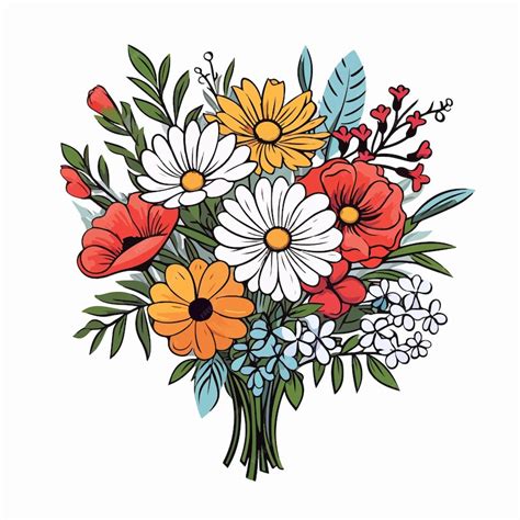 Premium Vector | Summer flowers bouquets flat vector illustration summer flowers bouquets hand ...