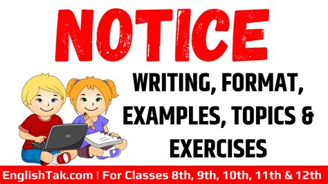 Notice Writing Format Examples Topics & Exercises | 8th, 11th 12th