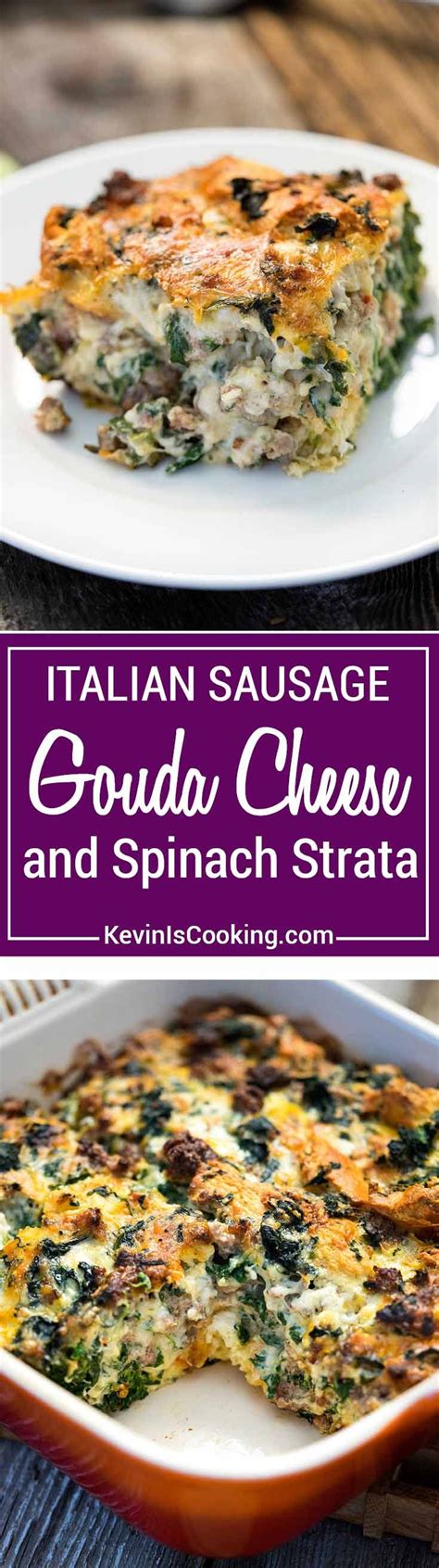 This Italian Sausage, Gouda and Spinach Strata has eggs, cheese ...