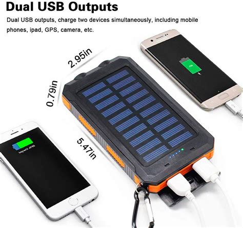 Solar Charger 30,000Mah, Dualpow Portable Solar Battery Charger External Battery Pack Phone ...