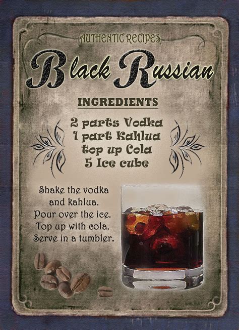 Black Russian Cocktail | Pubs & Bars Signs | Cocktail | Drinks alcohol ...