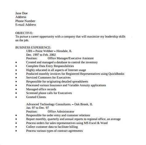 FREE 9+ Sample Office Assistant Resume Templates in PDF | MS Word