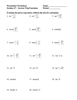 Precalculus Worksheets: Complete with ease | airSlate SignNow