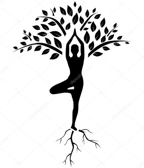 yoga tree pose silhouette — Stock Vector © Caribia #59514501