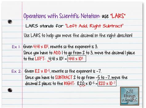 Operations with Scientific Notation and "LARS" | kidCourseskidCourses.com