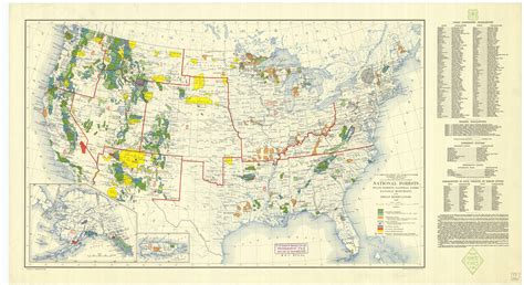 1936 Map of United States National Forests, State Forests, National Parks, National Monuments ...