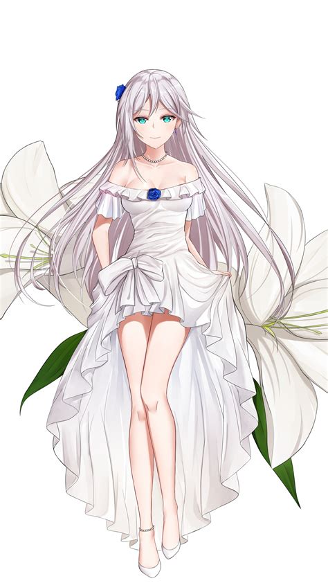 Download wallpaper 2160x3840 cecilia shania, white dress, minimal, beautiful, anime girl, 2160p ...