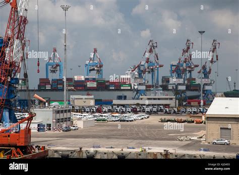 The Port of Ashdod in Israel with several large container handling ...