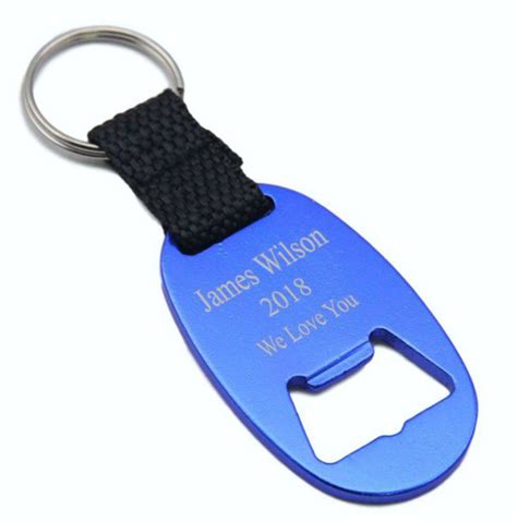 Personalized Light Aluminum Blue Color Bottle Opener Keychain - ForeverGifts.com