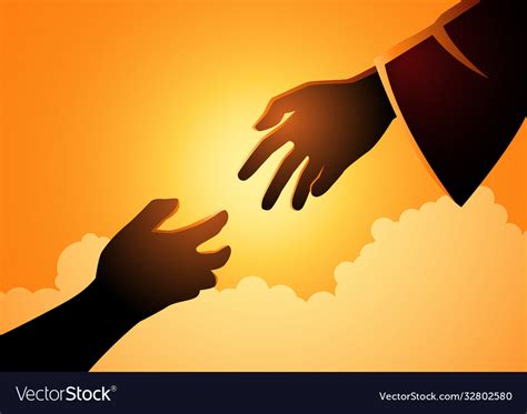 God hand reaching out for human hand Royalty Free Vector