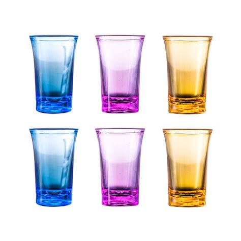 PWFE 6Pcs 35ML Unbreakable Plastic Drinking Glasses Assorted Colored Acrylic Drinking Glasses ...