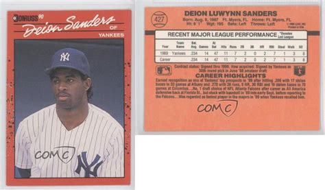 1990 Donruss #427 Deion Sanders New York Yankees Baseball Card | eBay