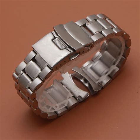 18mm 20mm 22mm 24mm Solid Stainless Steel Link Bracelet Wrist Watch ...