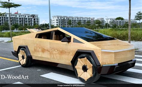 Man Builds Fully Functional Tesla Cybertruck Using Wood, Elon Musk Reacts