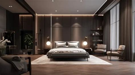 Elegant Bedroom With Wooden Wall Panels And Wooden Accents Background ...