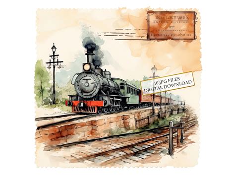 Vintage Train Station Postcard Clipart Bundle 10 High Quality - Etsy