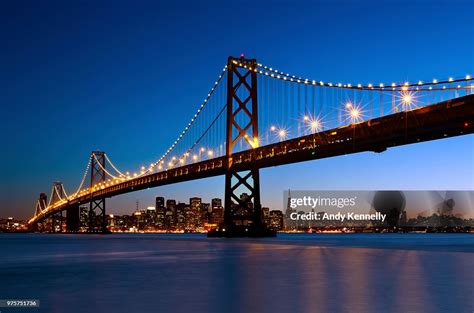 Landscape With Bridge During Blue Hour San Francisco California Usa ...