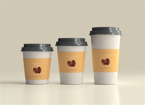 (Small, Medium & Large) Coffee Cup Sleeve Mockup | Free PSD Templates