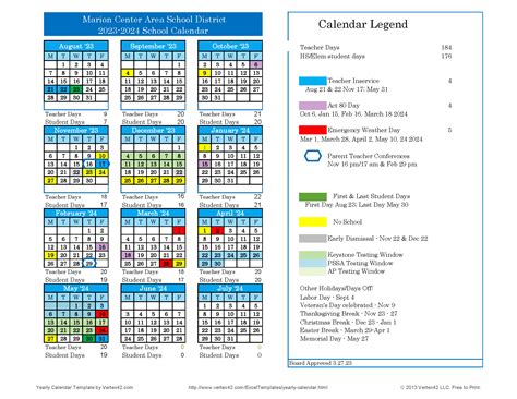 Marion Center Area School District Calendar 2024 - PublicHolidays.com