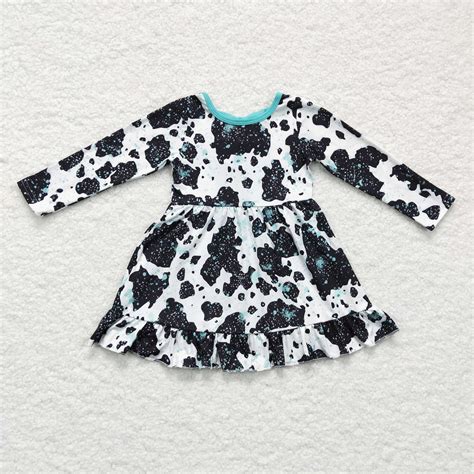 Girls long sleeve cow print dress,GLD0128 – aierwhoesalekidsclothes