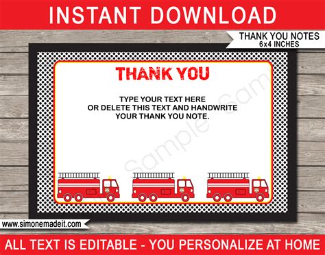 Free Printable Firefighter Thank You Cards - Printable Form, Templates ...