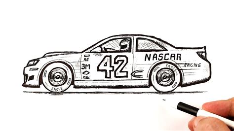 How to draw a NASCAR race car - YouTube