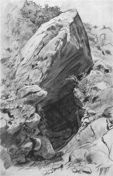 Cave in caves & volcanoes, 1879 Ivan Shishkin #drawingpencil | Landscape drawings, Drawing rocks ...