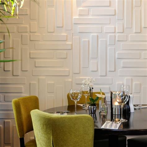 Ideas. Chic Awesome Textured Wall Panels Decoration Designs. Beige Futuristic Dining Room Arise ...