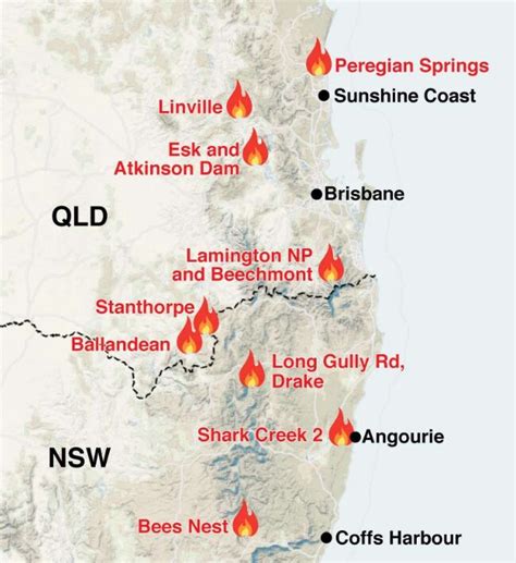 QLD bushfires: Map reveals worst hit places | Are there fires near you?