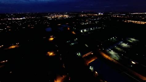 Aerial Night View of Residential Stock Footage Video (100% Royalty-free ...