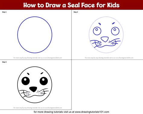 How to Draw a Seal Face for Kids (Animal Faces for Kids) Step by Step ...