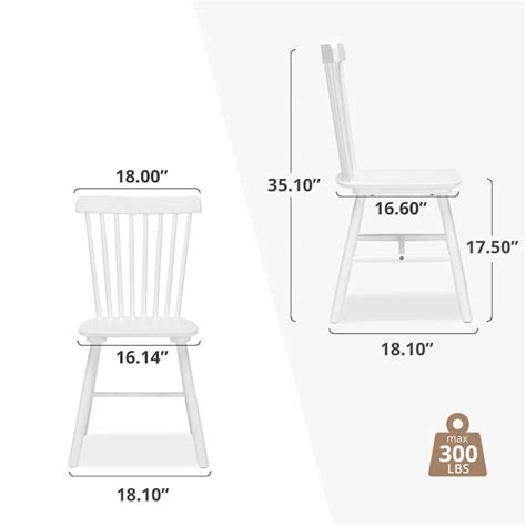 LUE BONA Windsor Solid Wood Dining Chairs For Kitchen And Dining Room Set of 2 - 18.1"D x 18.1"W ...