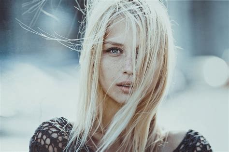 blonde, women, freckles, pale, eyes, looking at viewer, portrait, open mouth, face, HD Wallpaper ...