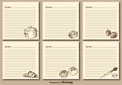 Vintage Recipe Cards Vector Templates 129077 Vector Art at Vecteezy